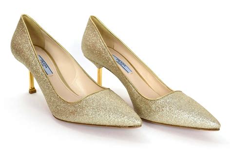 prada gold kitten heels|prada pumps.